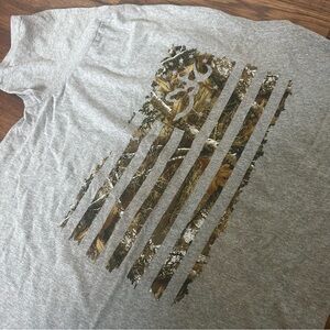 Browning Gray Short Sleeve Tee with Camouflage Flag Hunting Large Camo